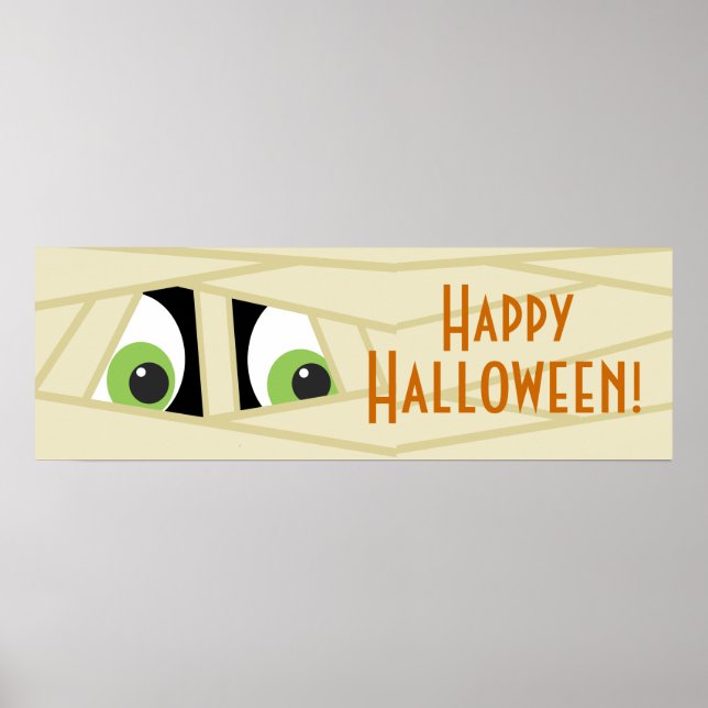 Spooky Mummy Head Halloween fest Banner Poster (Framsidan)