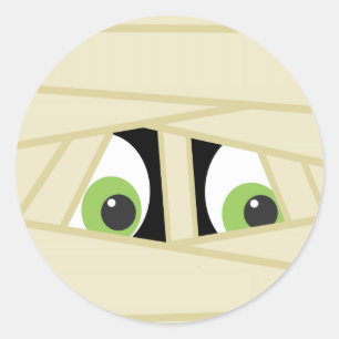 Spooky Mummy Head Halloween fest Sticker Runt Klistermärke
