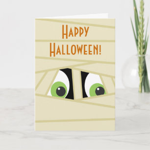 Spooky Mummy Head Halloween Greeting Card Kort