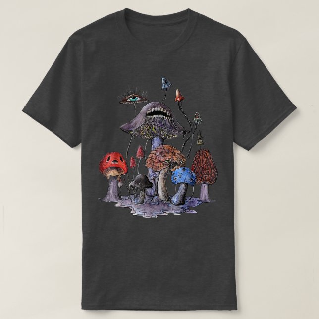 Spooky Mushroom Funny Halloween Mushroom Älskare M T Shirt (Design framsida)
