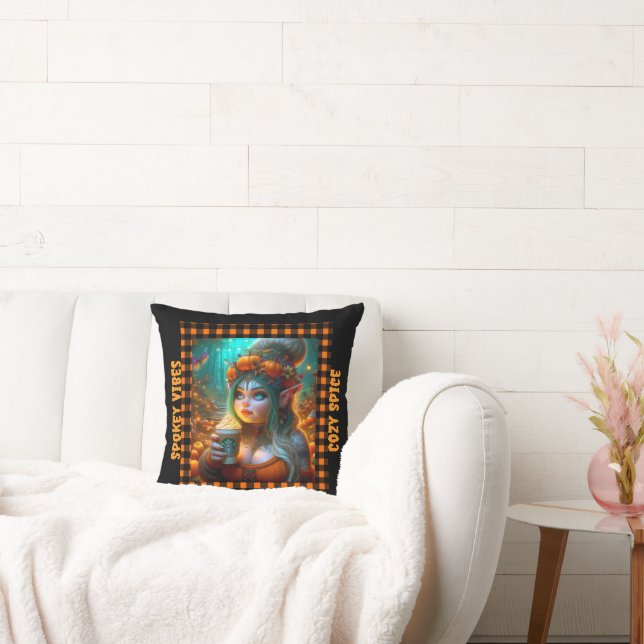 Spooky & Mysigt Pumpkin Spice Gnome Dekorativ kudd Kudde (Soffa)