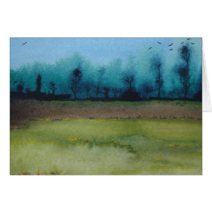 Spooky mystic woodland liggande blank art-kort hälsningskort