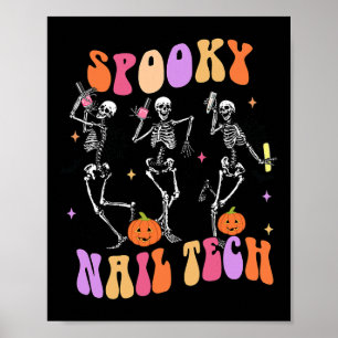 Spooky Nagel Tech Roligt Skeleton Nagel Tech Hallo Poster