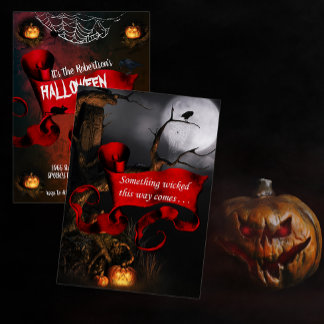 Spooky något Wicked Halloween-inbjudan Inbjudningar