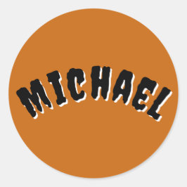 Spooky Namn Round Stickers (Mörk Orange & Black) Runt Klistermärke
