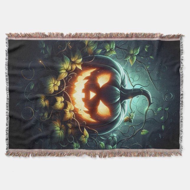 Spooky nature glosing Halloween pumpkin Filt (Framsidan)