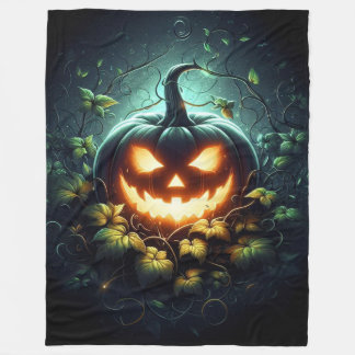 Spooky nature glosing Halloween pumpkin Fleecefilt
