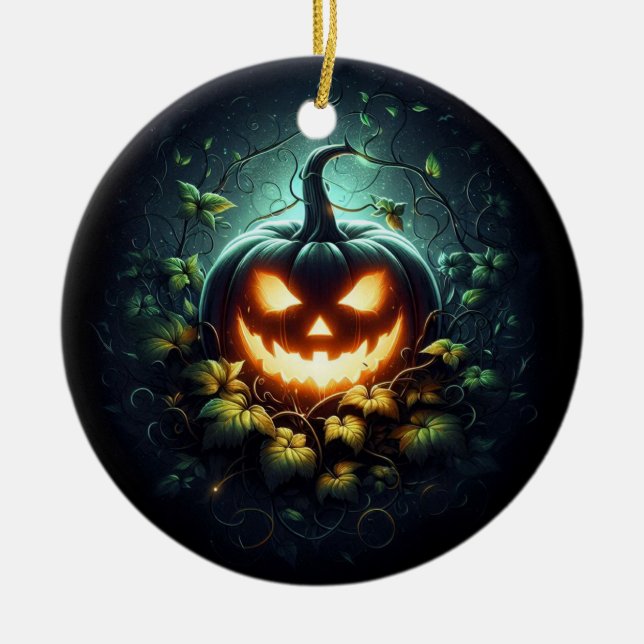 Spooky nature glosing Halloween pumpkin Julgransprydnad Keramik (Framsidan)