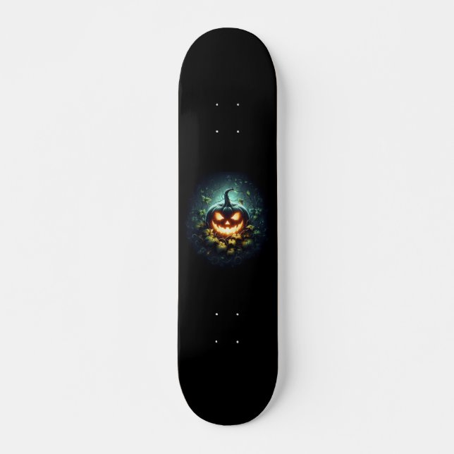 Spooky nature glosing Halloween pumpkin Mini Skateboard Bräda 18,5 Cm (Framsida)
