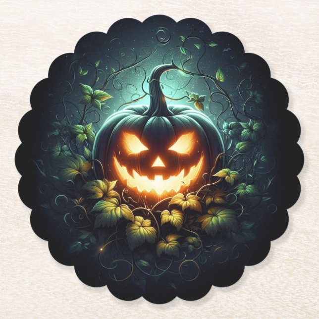 Spooky nature glosing Halloween pumpkin Underlägg Papper (Framsida)