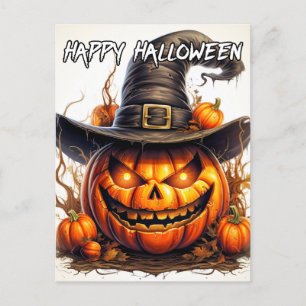 Spooky Nefarious Happy halloween Pumpkin Vykort