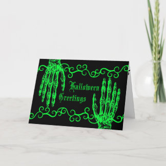 Spooky neon grönt Halloween zombie händer Kort