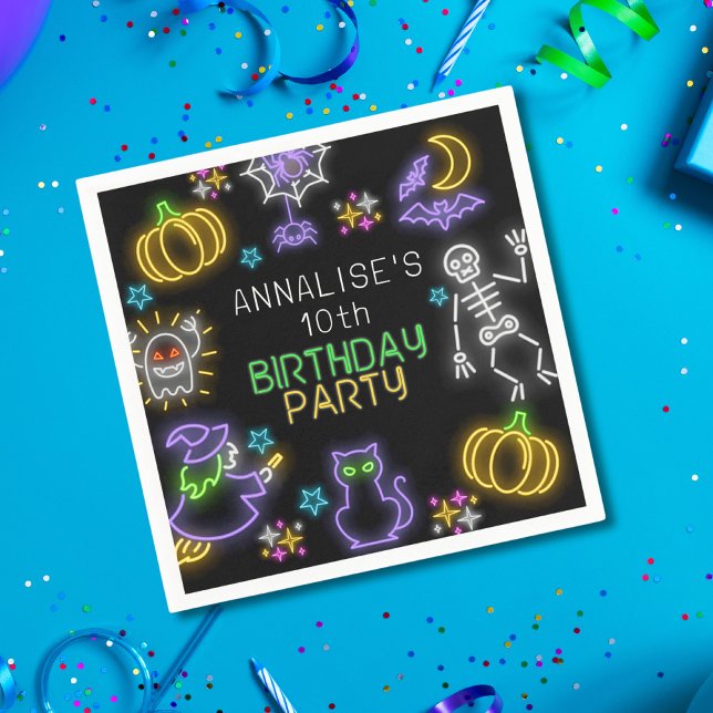 Spooky Neon i alla åldrar Halloween-födelsedag Pappersservett (Skapare uppladdad)