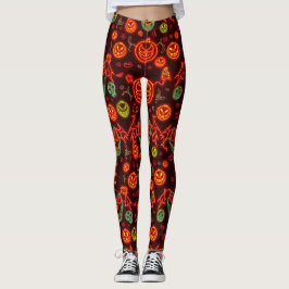 Spooky Neon Jack-o'-Lantern Halloween Nattscen Leggings