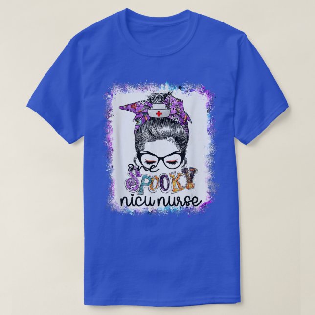 Spooky Nicu Nurse Messy Bun Boo Nurse Halloween Sc T Shirt (Design framsida)