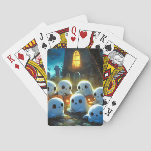 Spooky Night Cemetery Cute Halloween Ghost Casinokort