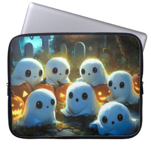 Spooky Night Cemetery Cute Halloween Ghost Laptop Fodral