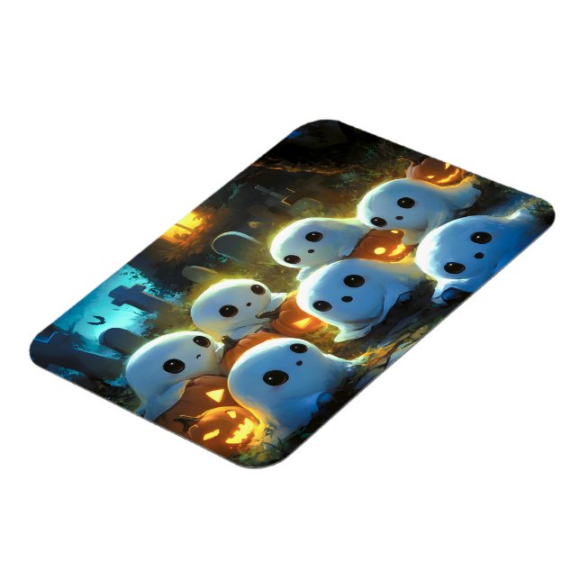 Spooky Night Cemetery Cute Halloween Ghost Magnet (Vänstra Sidan)