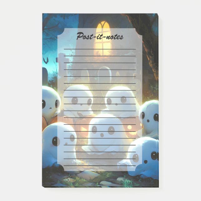 Spooky Night Cemetery Cute Halloween Ghost Post-it Block (Framsida)