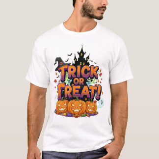 Spooky Night Full Moon Castle with Witches Hat T Shirt