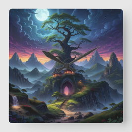 Spooky Night Fyrkantig Klocka