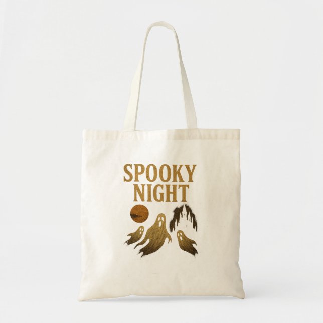 Spooky Night Tote Bag Elegant Halloween Gothic  Tygkasse (Framsidan)