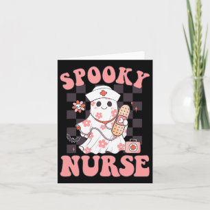 Spooky Nurse Blommigt Cute Ghost Nurse Groovy Hall Kort