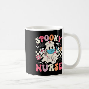Spooky Nurse Ghost Halloween Cute Groovy Nursing H Kaffemugg