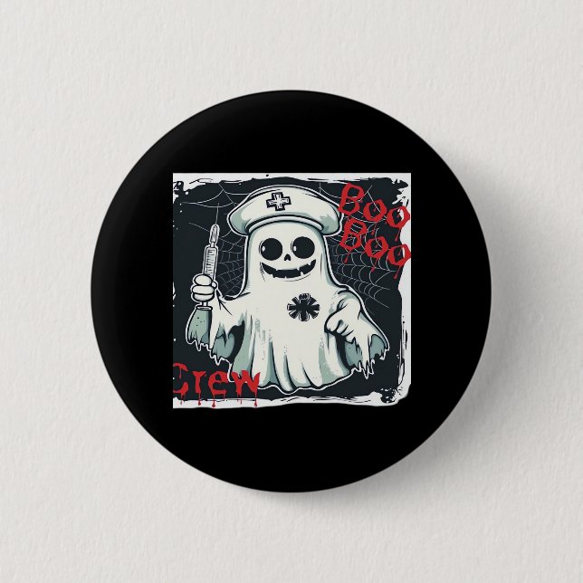 Spooky Nurse Ghost Haunted Hospital Crew Ghokoste  Knapp (Framsida)