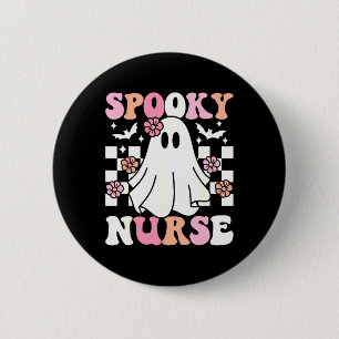 Spooky Nurse Halloween Ghost Costume Retro Groovy Knapp
