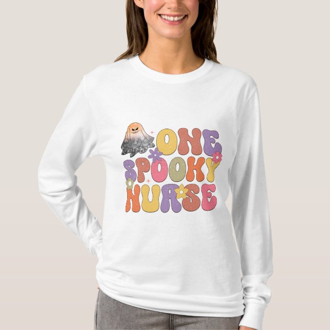 Spooky Nurse Halloween Långärmad T Shirt (Framsida)