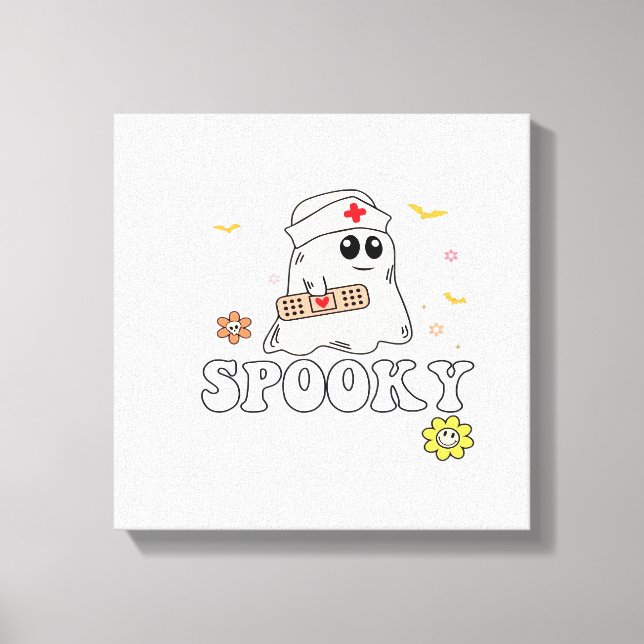 Spooky Nurse Practitioner Cute Halloween Classic T Canvastryck (Framsida)