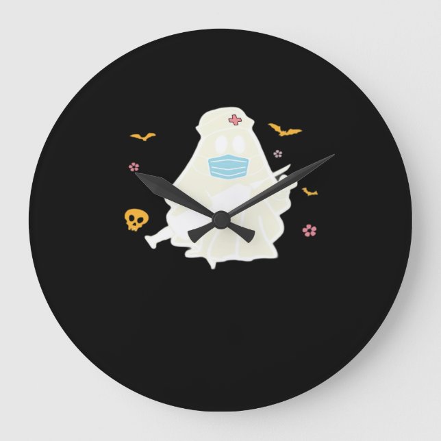 Spooky Nurse Practitioner Cute Halloween Oversized Stor Klocka (Framsida)
