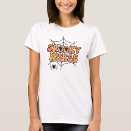 Spooky Nurse retro Halloween spindelnät spöken T Shirt