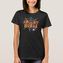 Spooky Nurse retro Halloween spindelnät spöken T Shirt