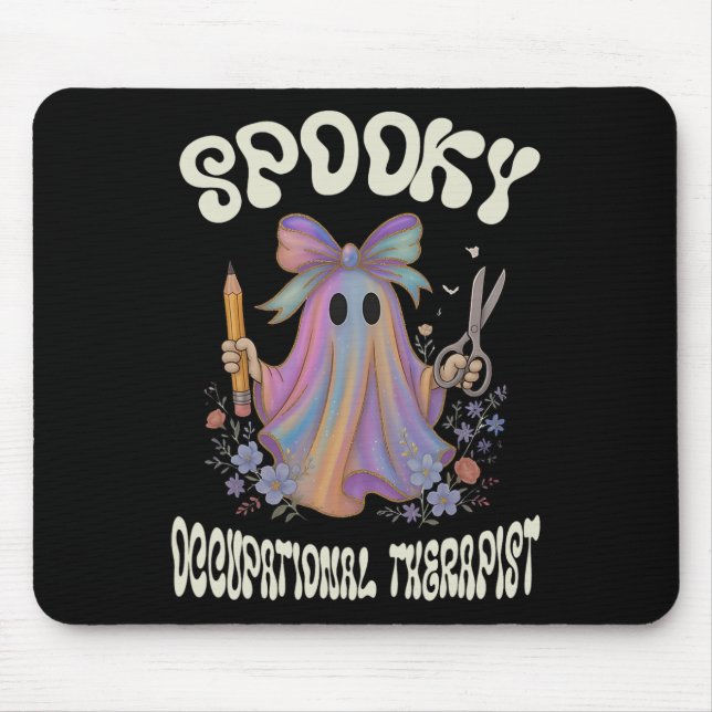 Spooky Occupational Therapist Ghost Blommigt Hallo Musmatta (Framsidan)