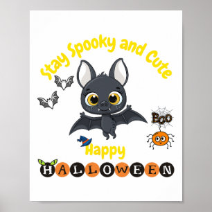 Spooky och Cute Halloween Fladdermus Poster