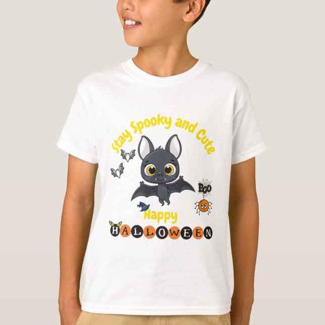 Spooky och Cute Halloween Fladdermus T Shirt (Framsida)