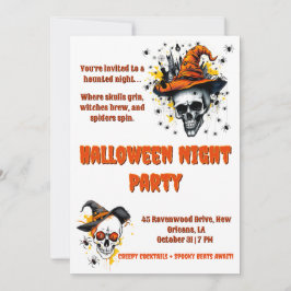 Spooky och färglös Halloween fest Inbjudningar