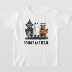Spooky och Feral Halloween Cute Ghost Raccoon T Shirt