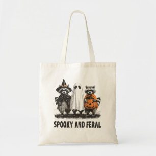 Spooky och Feral Halloween Cute Ghost Raccoon Tygkasse