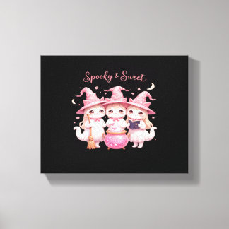 Spooky och Sweet Cute Witch Cat Oversized T-Shirt Canvastryck