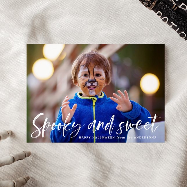 Spooky och Sweet | Halloween-fotokort Julkort (Skapare uppladdad)