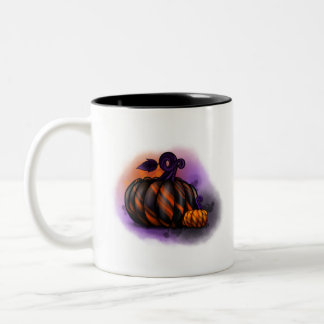 Spooky och vacker marmorerad Halloween-pumpkonst Två-Tonad Mugg