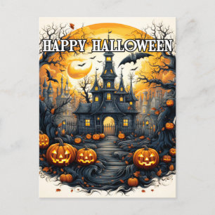 Spooky Old Haunted House Halloween Vykort