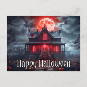 Spooky Old Haunted House HAPPY HALLOWEEN Vykort