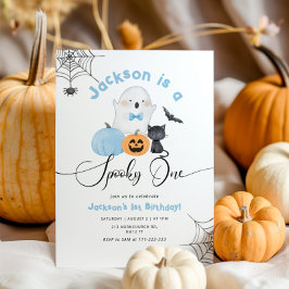 Spooky One Blue Halloween 1st-pojkens födelsedag Inbjudningar