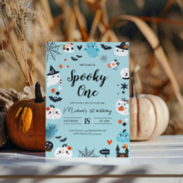 Spooky One Blue Halloween Birthday-inbjudan Inbjudningar