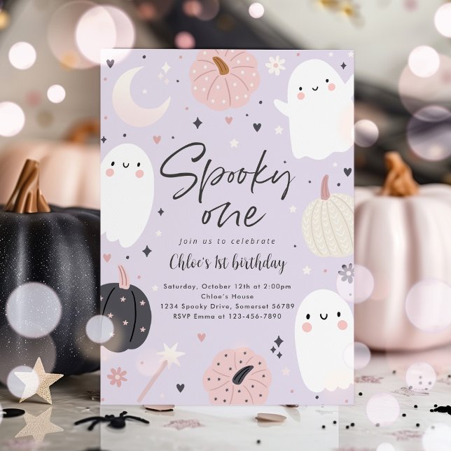 Spooky One Boho Halloween Ghost 1 Birthday Party Inbjudningar (Skapare uppladdad)