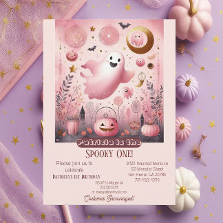 Spooky One Boo Crew Friendly Ghost Ghouls Birthday Inbjudningar